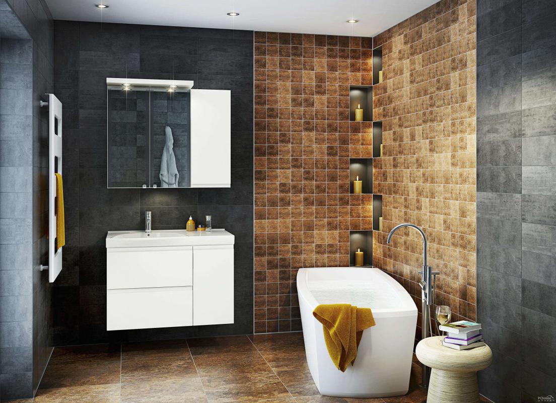 谁说浴室只能装瓷砖？学习3个小技巧让你家浴室瞬间高级起来！